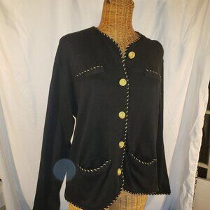 Lisa Ashley Originals Women's Black Blazer w/Gold Braid Trim - M